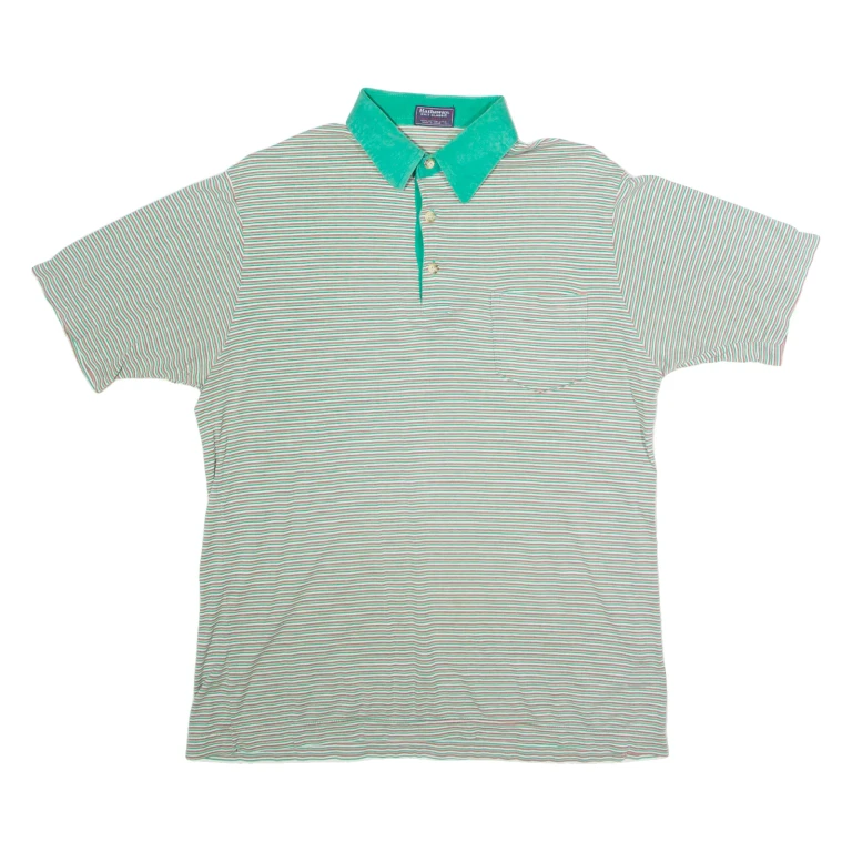 HATHAWAY Jack Nicklaus Mens Polo Shirt Green 90s Striped L