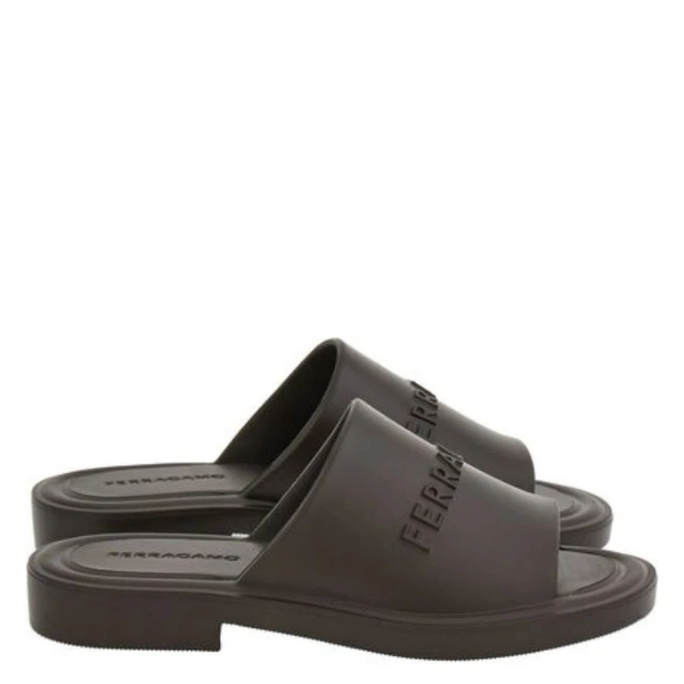 Ferragamo Giuneva Logo Embossed Slides, Size 9