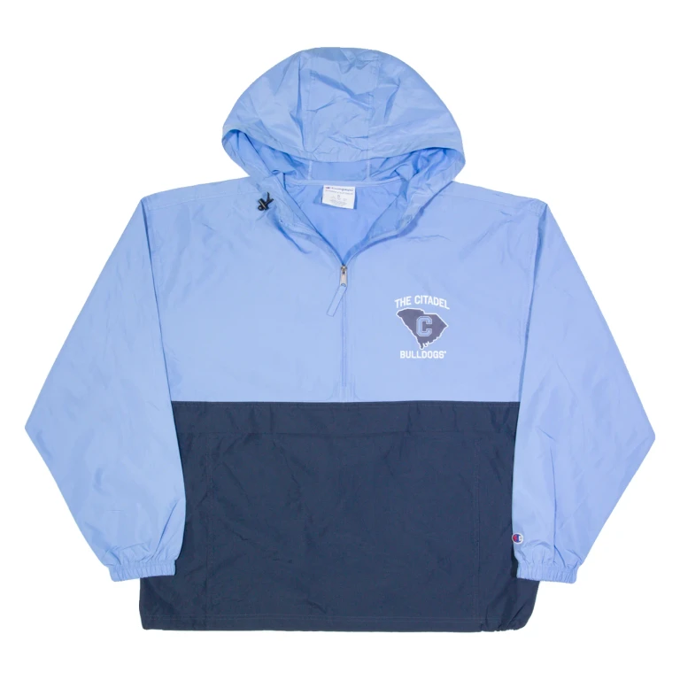 CHAMPION The Citadel Bulldogs Mens Anorak Jacket Blue USA Hooded XL