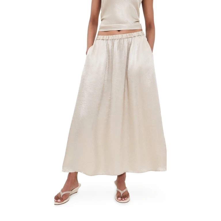 Enza Costa Textured Satin Celeste Skirt Champagne 3