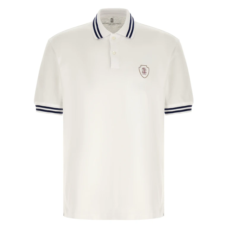 White Cotton Polo Shirt - Men