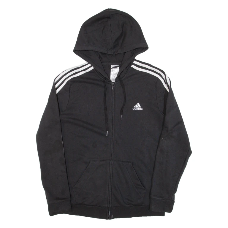 ADIDAS Womens Black Hoodie Full Zip L