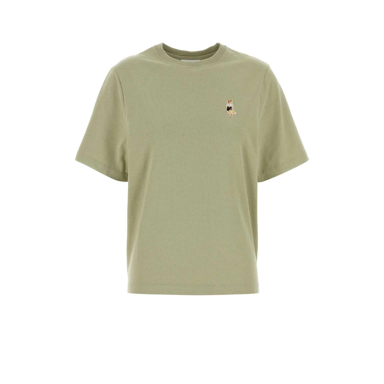 Maison Kitsune Sage Green Cotton T-Shirt Dustygreen Organic - Women