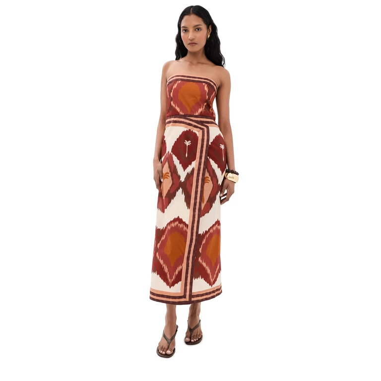 Johanna Ortiz Ancient Peru Ankle Dress Ecru/Wine 10
