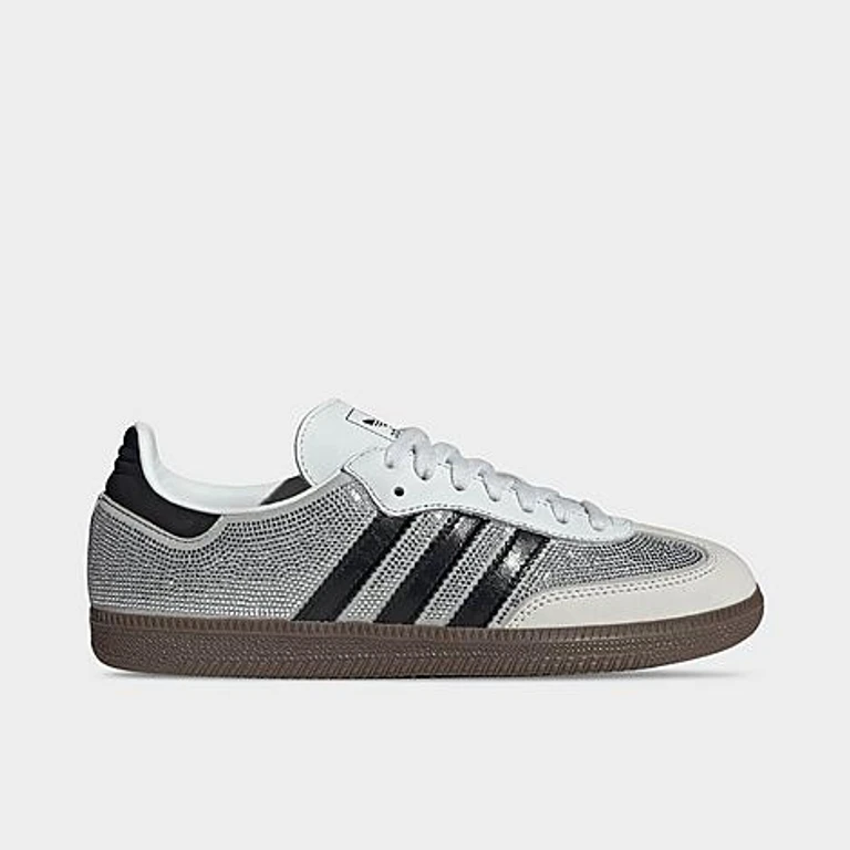 adidas Women's Originals Samba OG SE Casual Shoes in Crystal White/Core White/Silver Metallic Size: 5.0
