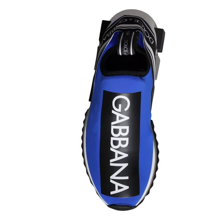 Dolce & Gabbana Blue Logo Low Top Sorrento Sneakers Shoes Nylon Elastane Viscose Pu - Men