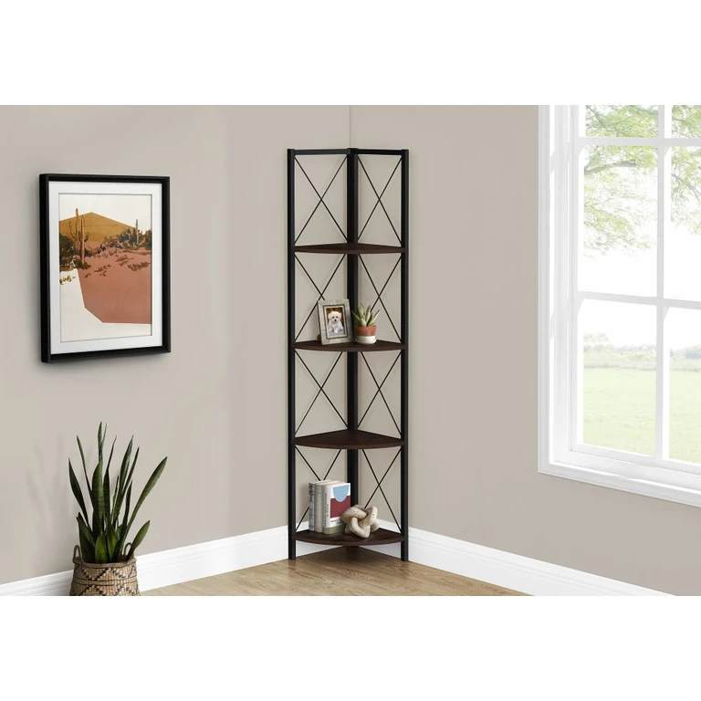 Jaden Dark Brown 4-Tier Corner Bookcase