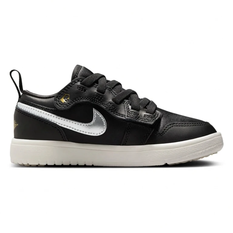 Preschool Retro 1 Low Alt Se 'Black Silver Sail Gold Ps' Sneakers