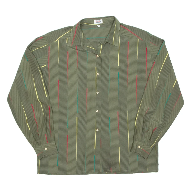 Womens Printed Blouse Green Long Sleeve Striped M