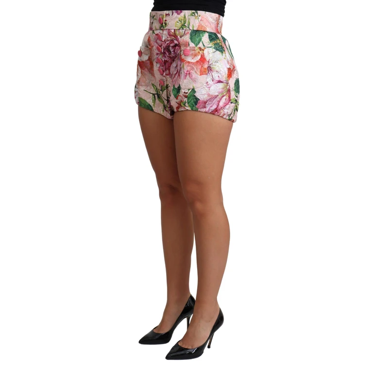 Dolce & Gabbana Pink Cotton Floral Print Hot Pants Short Polyester Fiber - Women
