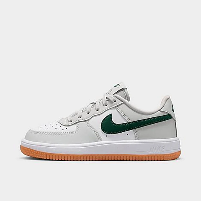 Nike Little Kids Force 1 Casual Shoes in Photon Dust/Fir/Gum Medium Brown Size: 1.0