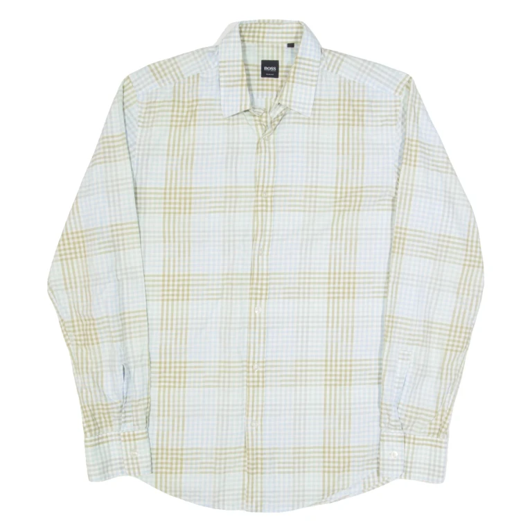 HUGO BOSS Slim Fit Mens Shirt Blue Check Long Sleeve M