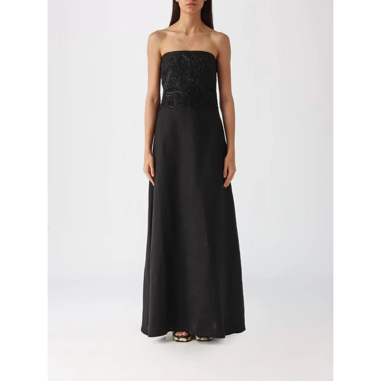 Off-the-Shoulder Embroidered Linen Long Evening Gown (D484Q304ZQR95708)