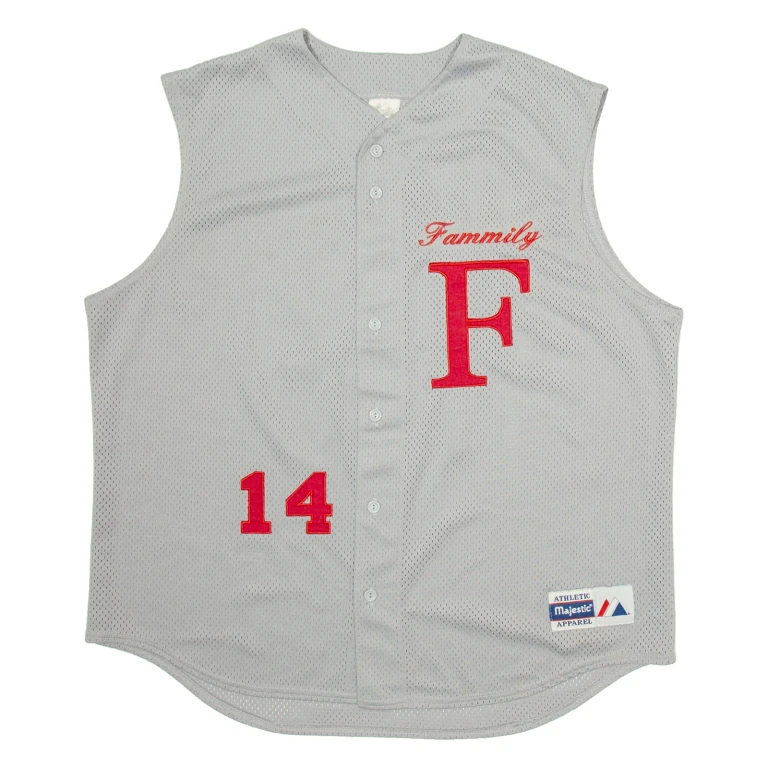 MAJESTIC Fammily 14 Mens Jersey Grey Sleeveless Button Neck XL