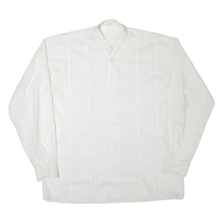 Mens Shirt White Striped Long Sleeve L