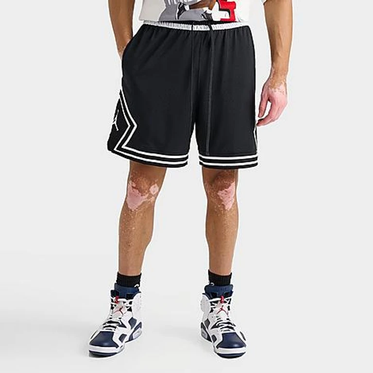 Jordan Men's Sport Dri-FIT Mesh Diamond Shorts in Black/White Size: Small