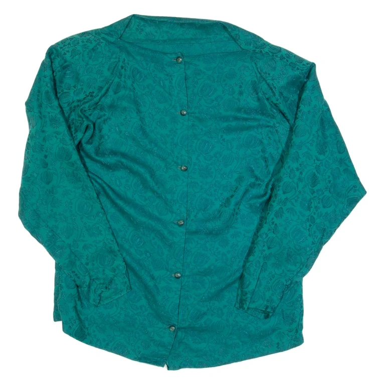 Womens Shirt Green Long Sleeve 90s Floral M