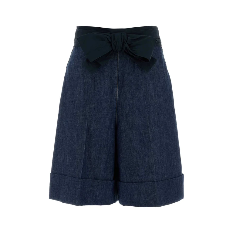 Valentino Garavani Denim Bermuda Shorts Mediumbluedenim Exterior: Cotton - Women