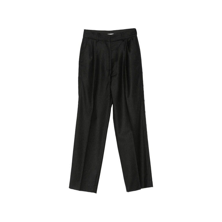 Pinstripe-pattern Pleated Trousers