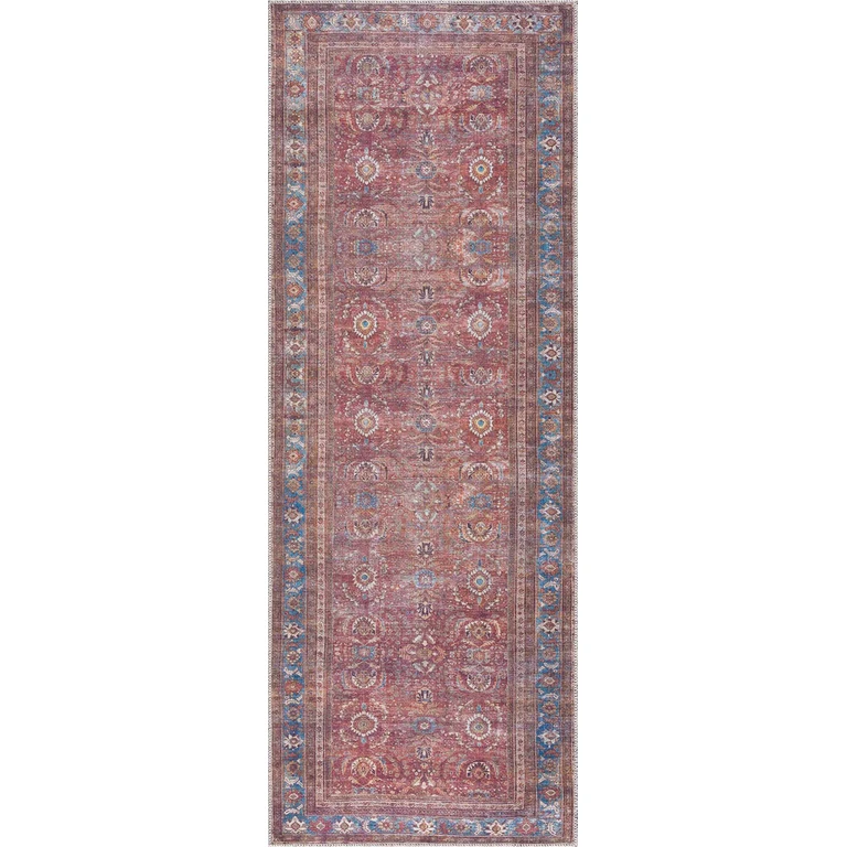 Rust Baki Traditional Washable Area Rug - Clearance