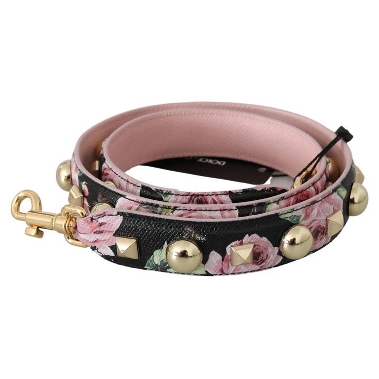 Pink Floral Leather Stud Accessory Shoulder Strap Red Bag - Women