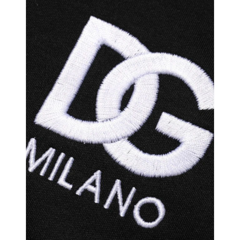 Dolce & Gabbana Black Cotton Dg Logo Embroidery Top T-Shirt - Men