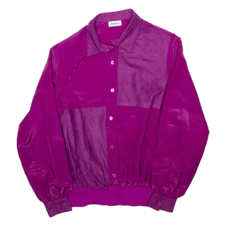 JAMBOREE Womens Shirt Purple Collared Long Sleeve Faux Silk M
