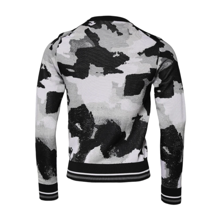 Multicolor Camouflage Crew Neck Men Pullover Sweater Silk Clothing - Men
