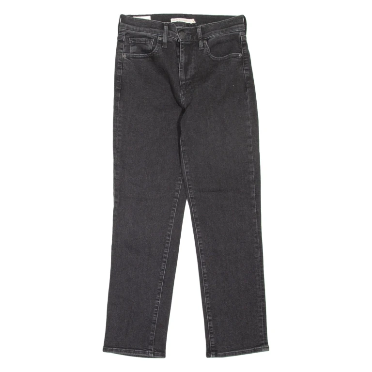 LEVI'S 724 High Rise Crop BIG E Womens Jeans Black Regular Straight W26 L25