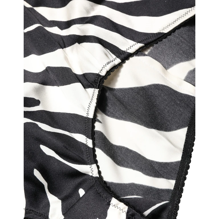 Dolce & Gabbana Black White Zebra High Waist Girdle Panty Underwear And Silk Elastane Clothing - Women
