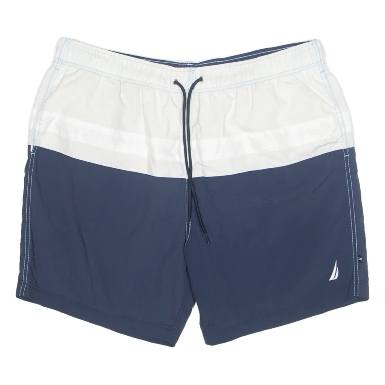 NAUTICA Mesh Lined Mens Swimming Shorts White Relaxed Colourblock XL W36