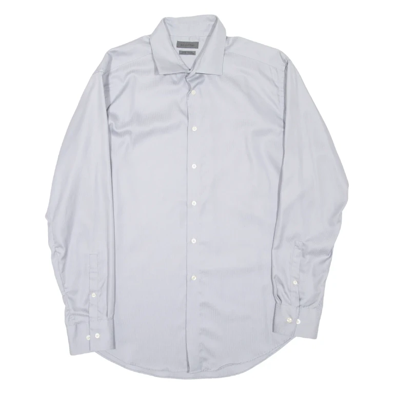 CALVIN KLEIN Slim Fit Mens Plain Shirt Grey Long Sleeve L