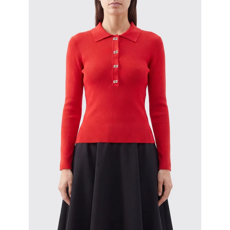 Butterfly Logo Ribbed-Knit Wool Polo (A117000606P)