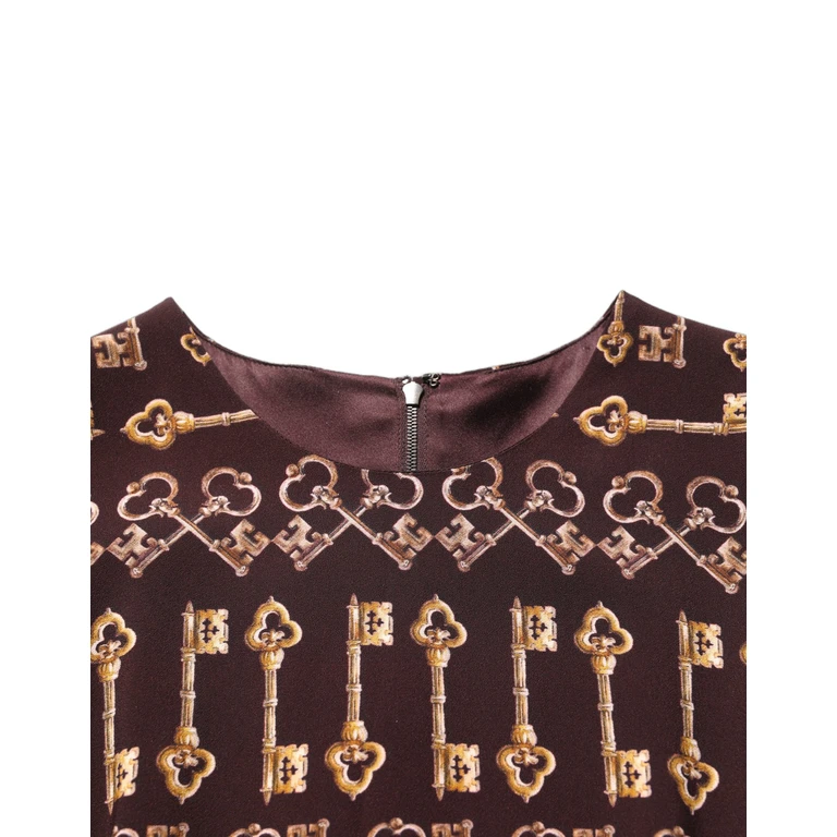 Dolce & Gabbana Brown Keys Fitted Sheath Knee Length Dress Viscose - Women