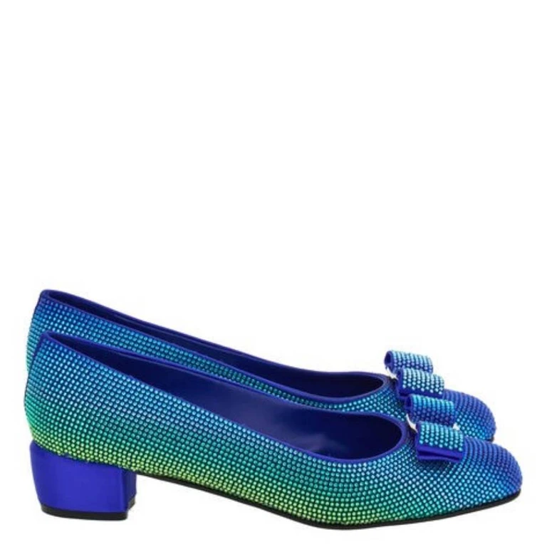 Ferragamo Vara Crystal-Embellished Pumps, Size 7 C (01G283 763874)