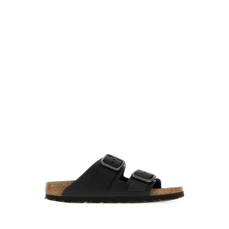 Black Leather Arizona Slippers Wb Vintage Wood - Unisex
