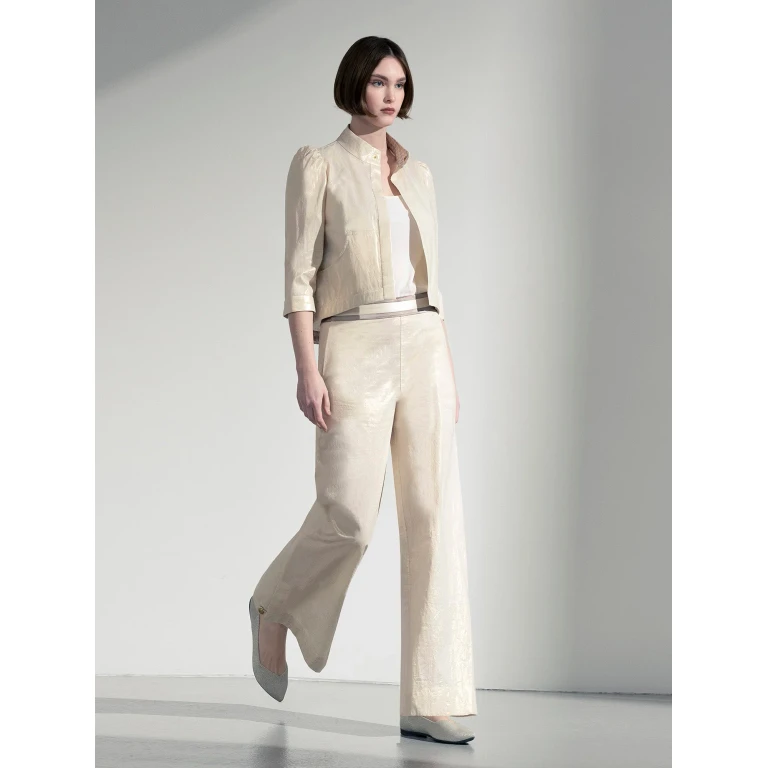 TULIP | Cotton-Metalic 2-Way Pant - XS / Ivory-Gold
