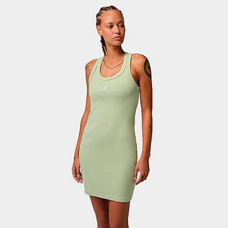 Nike Women's Jordan Brooklyn Tank Dress in Olive Aura/White Size: XS