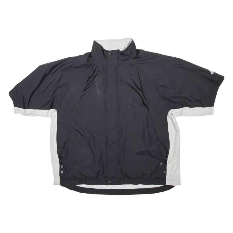 ADIDAS Short Sleeved Mens Windbreaker Jacket Black XL