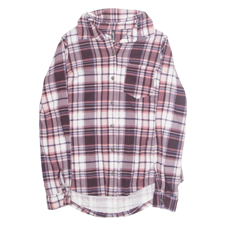 CHICOREE Womens Printed Shirt Pink Collared Long Sleeve Plaid XS