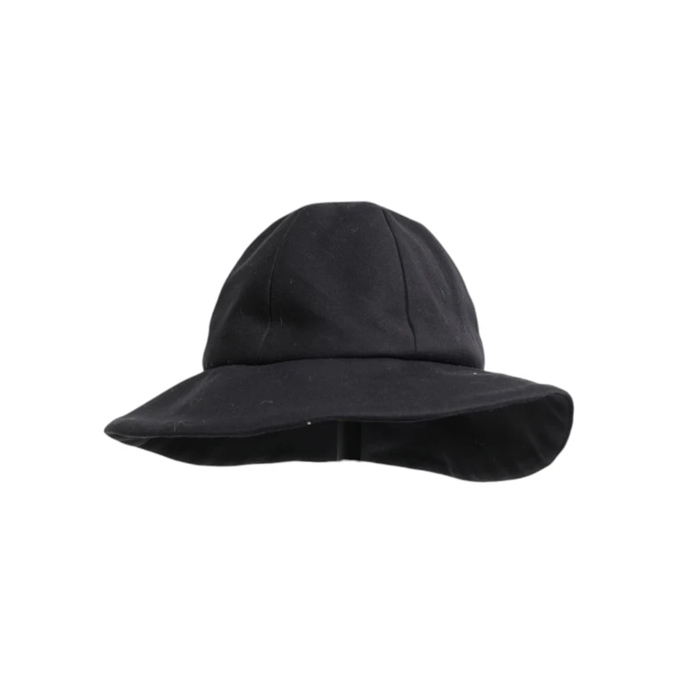 Black Cotton Wide Brim Bucket Hat Silk - Women