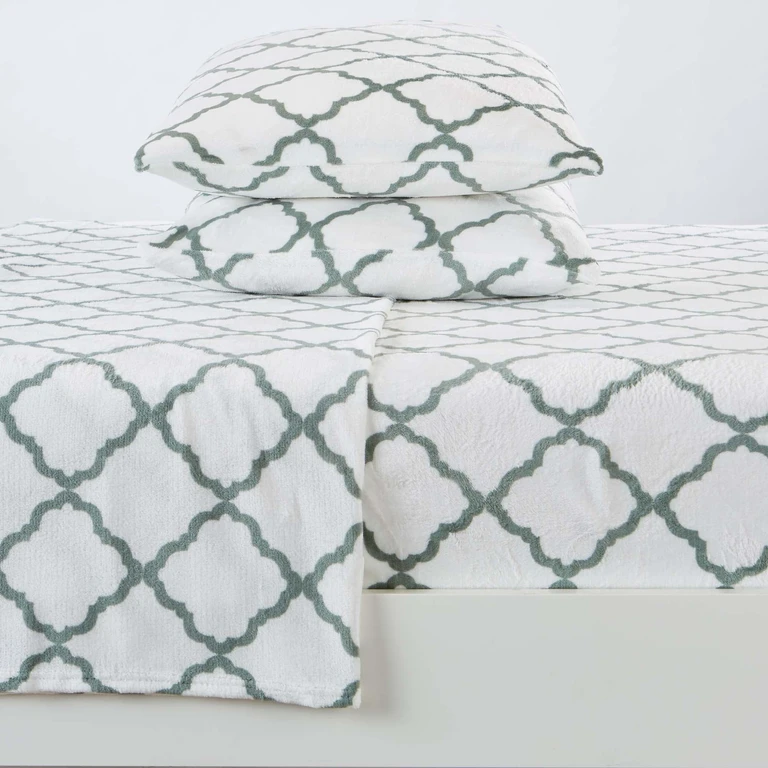 Printed Plush Sheet - Velvet Luxe Lattice Collection
