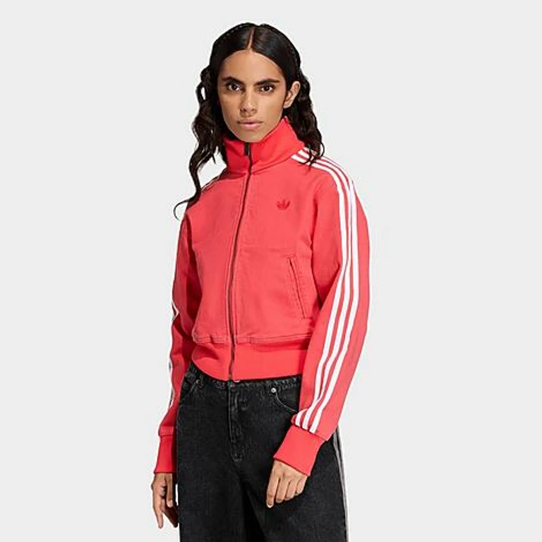 adidas Women's Originals Firebird Denim Track Top in Semi Lucid Red Size: XXS