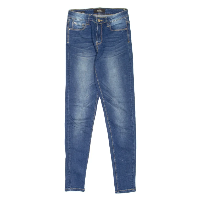 DIESEL High Waist Womens Jeans Blue Slim Skinny Stone Wash W27 L30