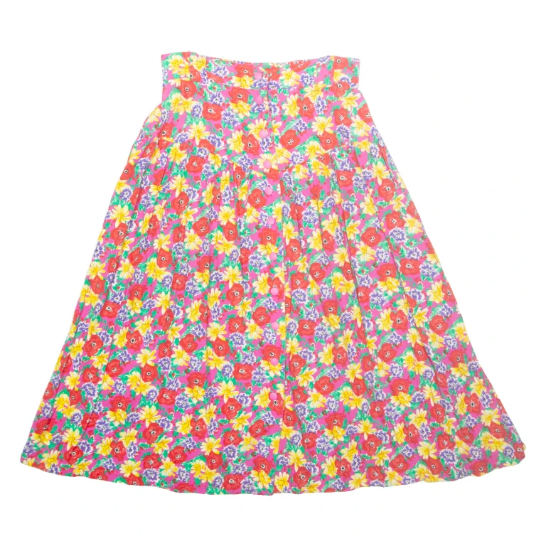 Womens A-Line Skirt Pink Midi Floral M