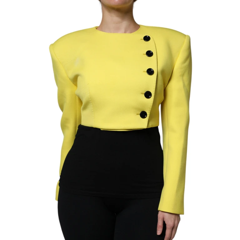 Dolce & Gabbana Lemon Yellow Wool Long Sleeves Cropped Coat Jacket Virgin Clothing - Women