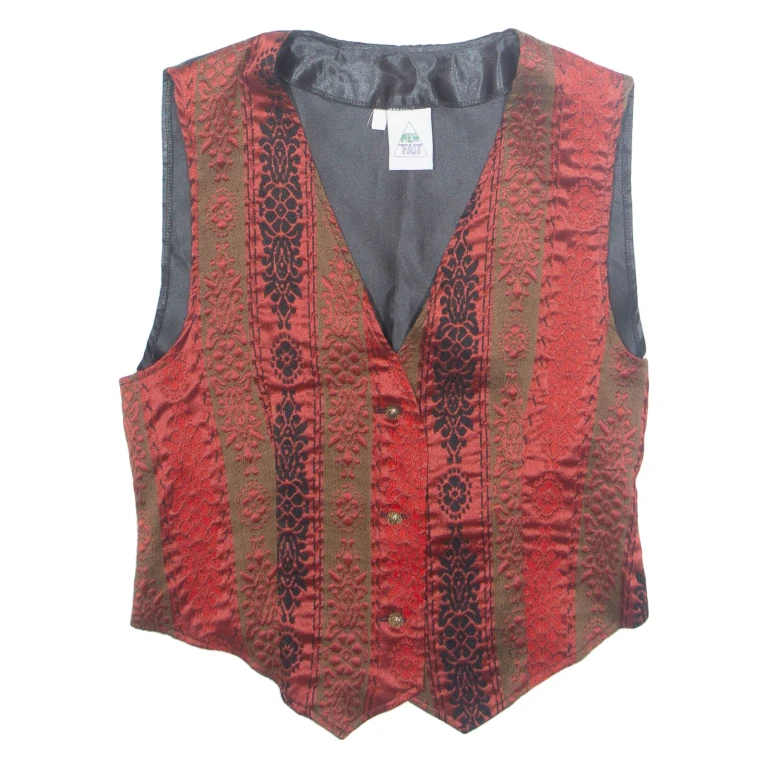 NEW FAST Mens Waistcoat Black Crazy Pattern M