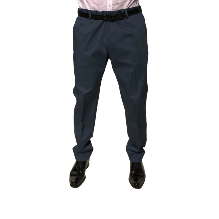 Dark Blue Cotton Stretch Skinny Men Dress Pants Elastane - Men