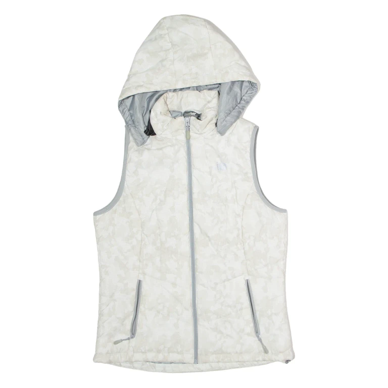 NEW BALANCE Womens Puffer Gilet Beige Hooded Camouflage M
