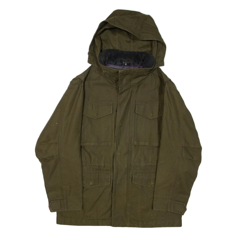TOMMY HILFIGER Womens Jacket Green Hooded S